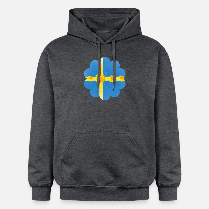 Suède Pissenlit Fleurs Suède Drapeau - Sweat à capuche Softstyle® Gildan Unisexe - gris foncé chiné