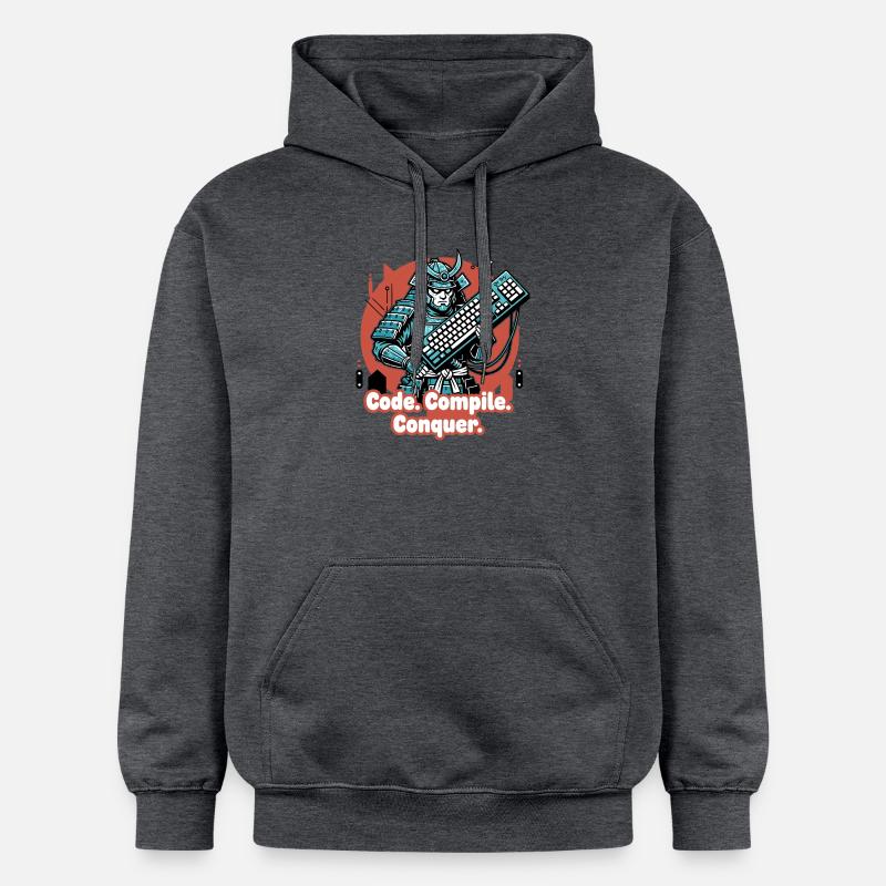 Code Battle Samurai avec clavier - Sweat à capuche Softstyle® Gildan Unisexe - gris foncé chiné