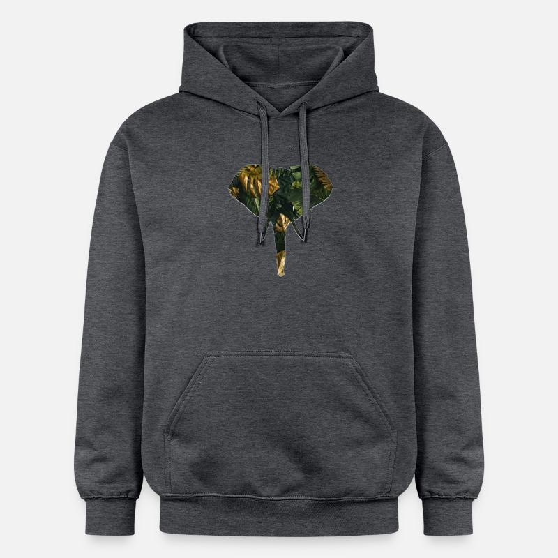 Éléphant dans la jungle - Sweat à capuche Softstyle® Gildan Unisexe - gris foncé chiné