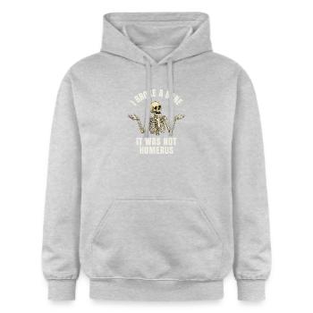 Lustiger Knochenbruch Humor – Ich habe mir einen Knochen gebrochen - Gildan Unisex Softstyle® Midweight Hoodie - Hellgrau meliert - Vorne - Liana (172cm) & Jaron (178cm)