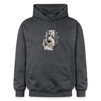 Bearded Collie - Gildan Unisex Softstyle® Midweight Hoodie - Dunkelgrau meliert - Vorne - Marisol (170cm) & Nik (191cm)