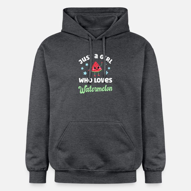 Pastèque Kawaii Melon - Sweat à capuche Softstyle® Gildan Unisexe - gris foncé chiné