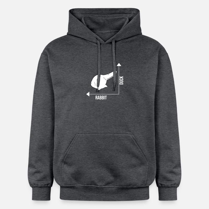 Illusion d'optique lapin canard illusion - Sweat à capuche Softstyle® Gildan Unisexe - gris foncé chiné