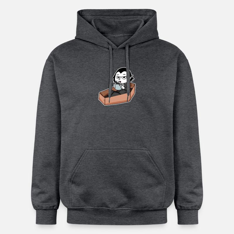 Vampire boit du café - Sweat à capuche Softstyle® Gildan Unisexe - gris foncé chiné
