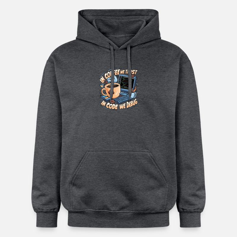 KaffeeCode Debug: In Code Wir Debuggen - Gildan Unisex Softstyle® Midweight Hoodie - Dunkelgrau meliert