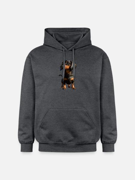 jamnik, jamnik, jamnik miniaturowy, klub jamnika, jamnik - Bluza z kapturem typu unisex Gildan Softstyle® Midweight - ciemnoszary melanż