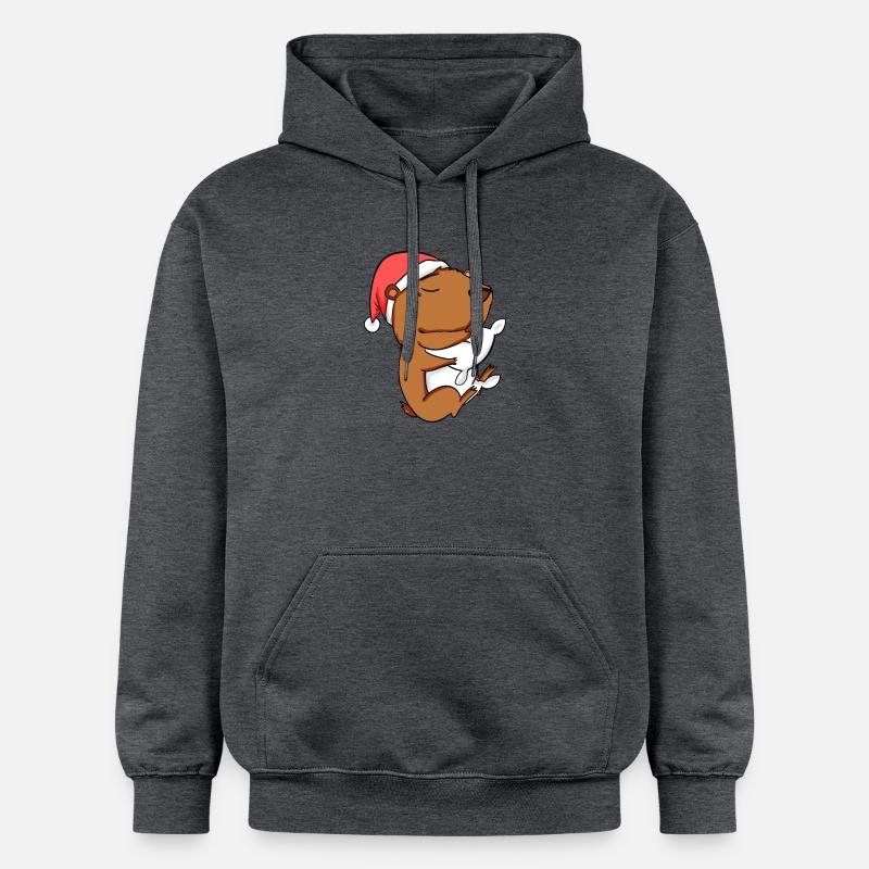 Capybara Capybara Capybaras Noël - Sweat à capuche Softstyle® Gildan Unisexe - gris foncé chiné