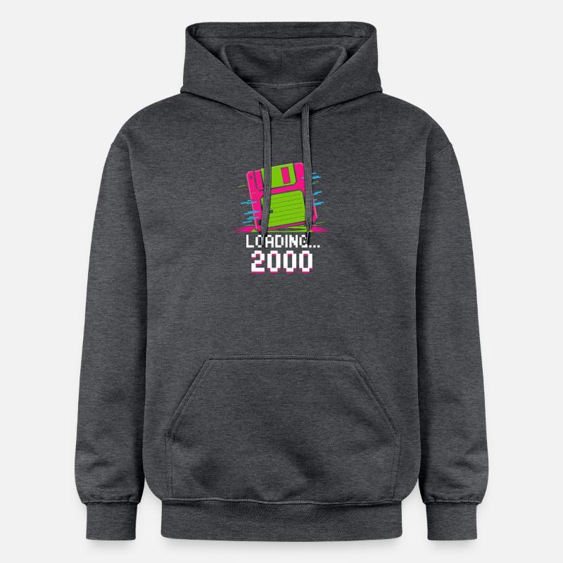 Loading 2000 Disketten-Design Retro Pixel Design - Gildan Unisex Softstyle® Midweight Hoodie - Dunkelgrau meliert