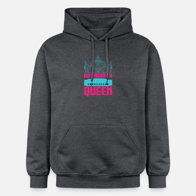 Harmonica Drôle Queen Harmonica - Sweat à capuche Softstyle® Gildan Unisexe - gris foncé chiné