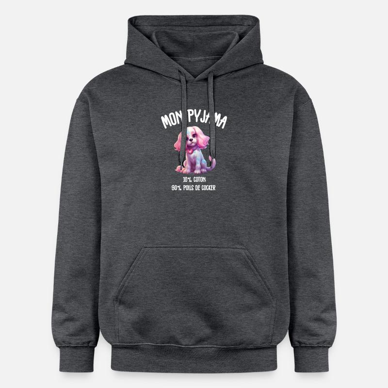 Pyjama Chien Cocker Drôle - Sweat à capuche Softstyle® Gildan Unisexe - gris foncé chiné