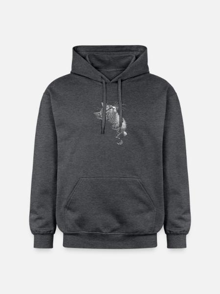 Graustufen Katzenschnurrer Blick - Gildan Unisex Softstyle® Midweight Hoodie - Dunkelgrau meliert