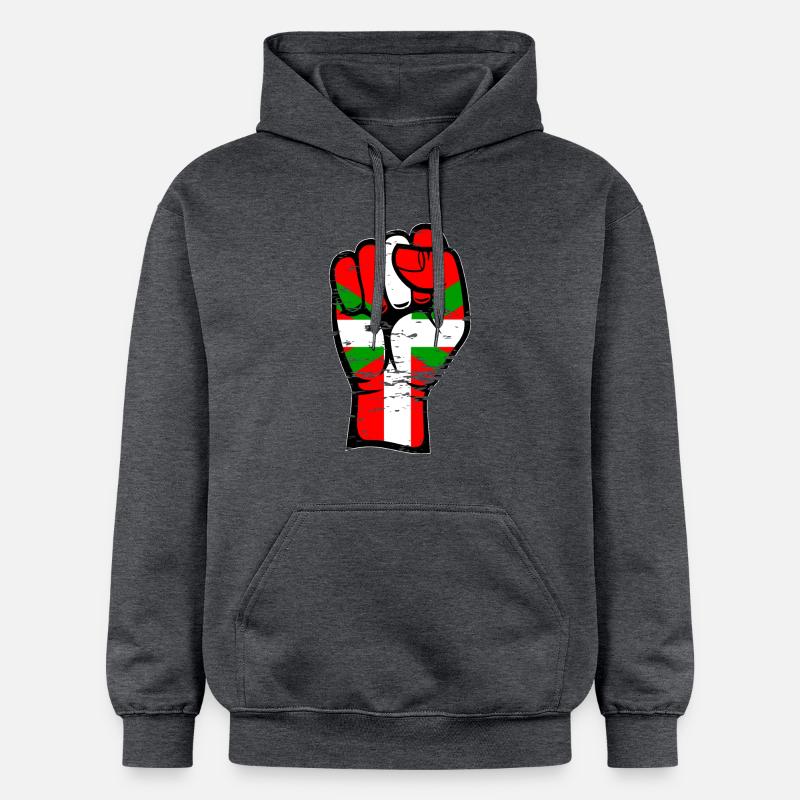 Poing de drapeau basque utilisé - Sweat à capuche Softstyle® Gildan Unisexe - gris foncé chiné