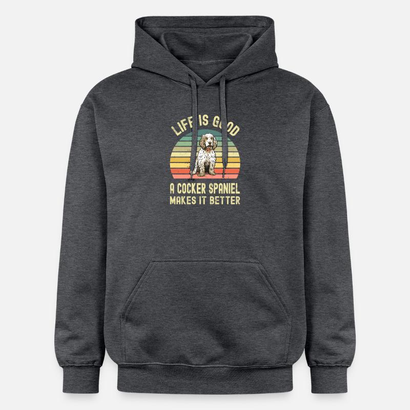 Chien Cocker Spaniel - Sweat à capuche Softstyle® Gildan Unisexe - gris foncé chiné