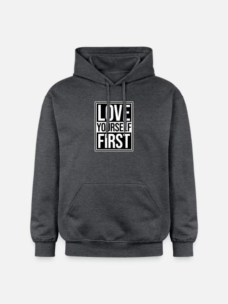 Love Yourself First Self-Love Self-Care - Gildan Unisex Softstyle® Midweight Hoodie - dark heather grey