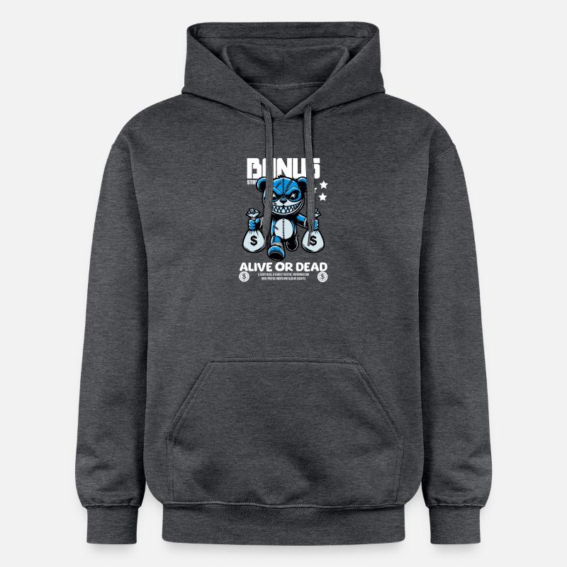 Bonus Bär – Gesucht: Lebendig oder Tot - Gildan Unisex Softstyle® Midweight Hoodie - Dunkelgrau meliert