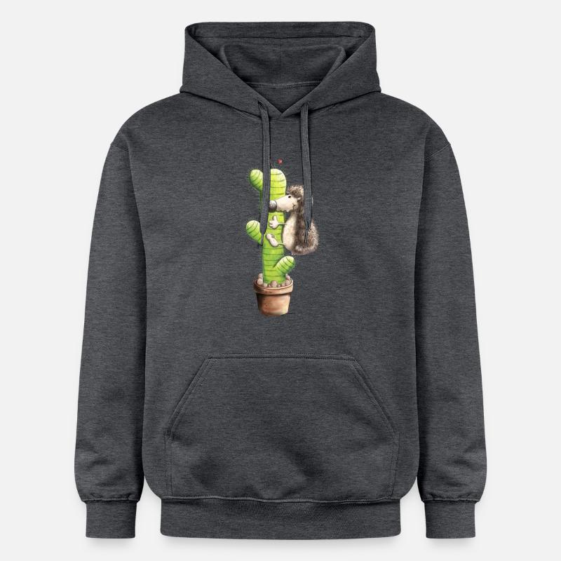 Hérisson et cactus - Sweat à capuche Softstyle® Gildan Unisexe - gris foncé chiné