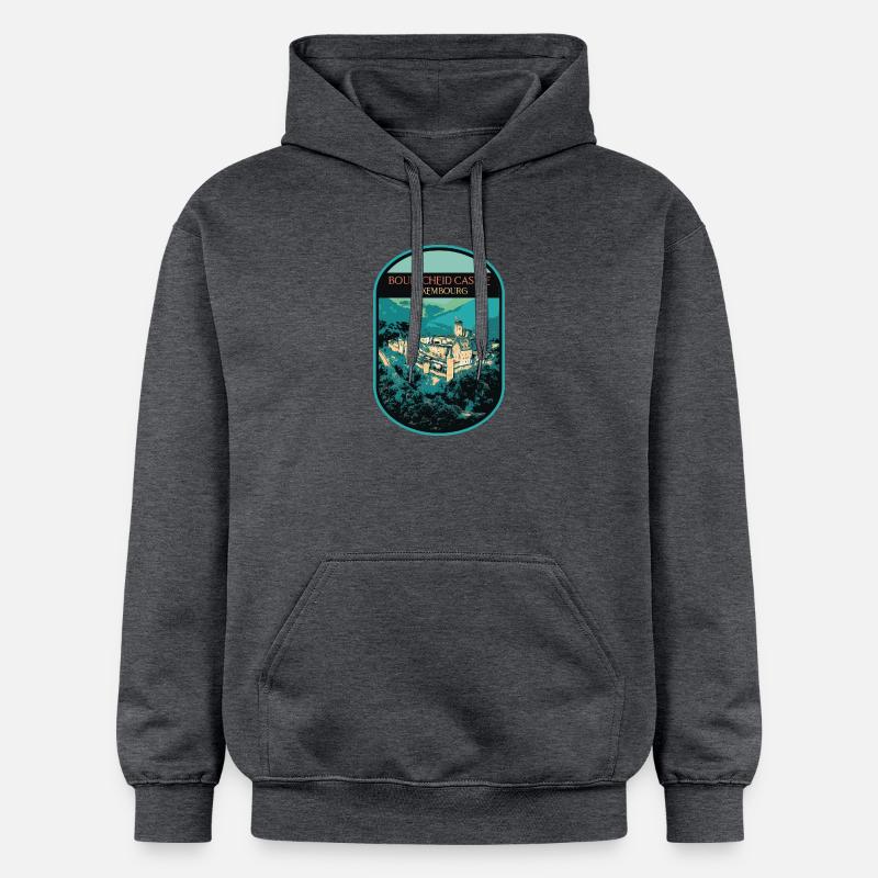 Émerveillez-vous devant le château de Bourscheid - Sweat à capuche Softstyle® Gildan Unisexe - gris foncé chiné