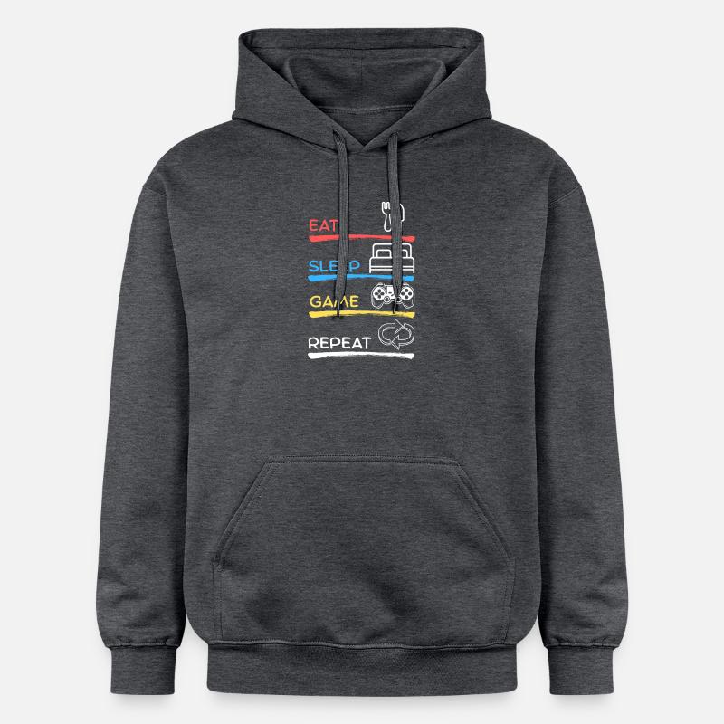 Manger dormir jeu Répéter - Sweat à capuche Softstyle® Gildan Unisexe - gris foncé chiné