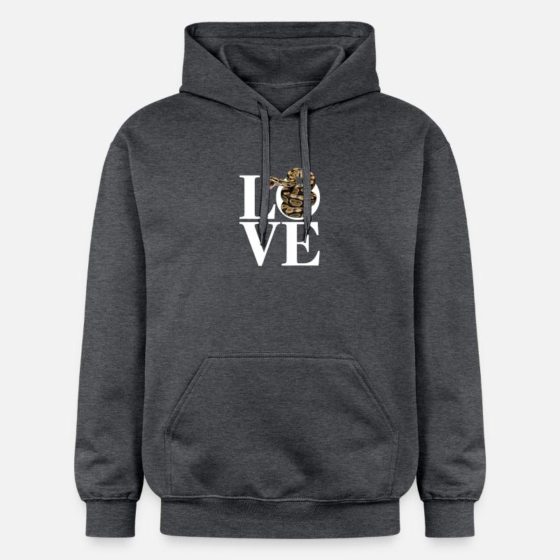 Königspython Schlangen LOVE Terrarium Python - Gildan Unisex Softstyle® Midweight Hoodie - Dunkelgrau meliert