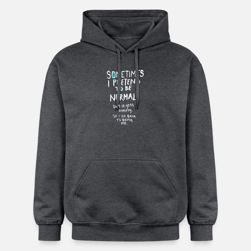 Fais semblant d’être normal - Sweat à capuche Softstyle® Gildan Unisexe - gris foncé chiné