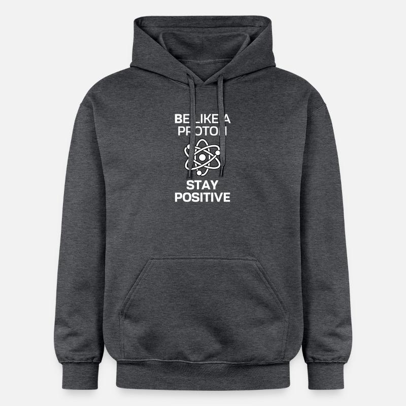 Restez positif comme un proton - Sweat à capuche Softstyle® Gildan Unisexe - gris foncé chiné