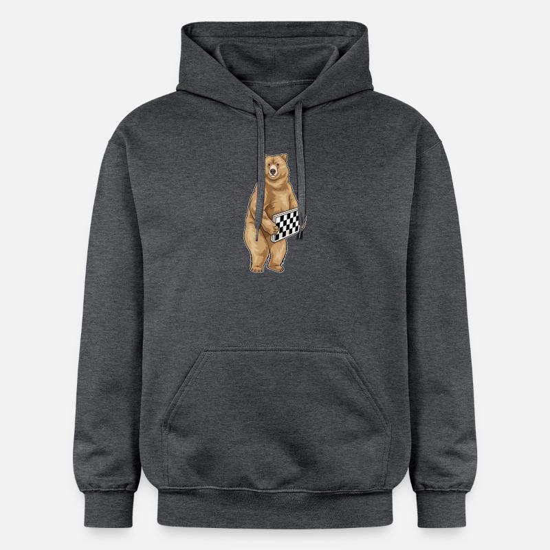 Ours Échiquier Echecs - Sweat à capuche Softstyle® Gildan Unisexe - gris foncé chiné