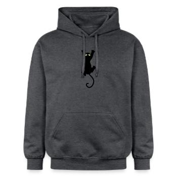 Cat fun - Sweat à capuche Softstyle® Gildan Unisexe - gris foncé chiné - Devant - Marisol (170cm) & Nik (191cm)