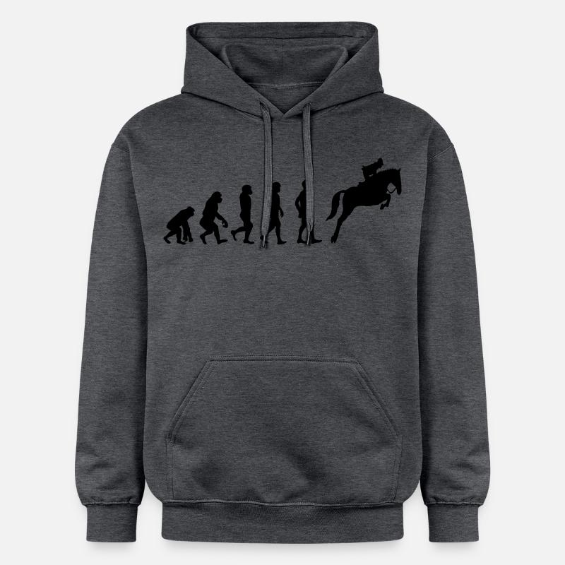 Évolution du cheval - Sweat à capuche Softstyle® Gildan Unisexe - gris foncé chiné