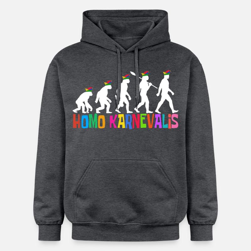 Homo Carnival | Évolution des Fous, Engraissé - Sweat à capuche Softstyle® Gildan Unisexe - gris foncé chiné