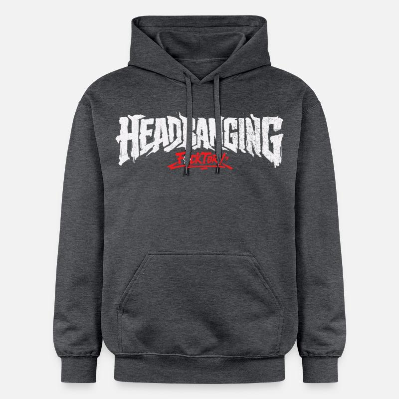 Logo de headbanging blanc - Sweat à capuche Softstyle® Gildan Unisexe - gris foncé chiné