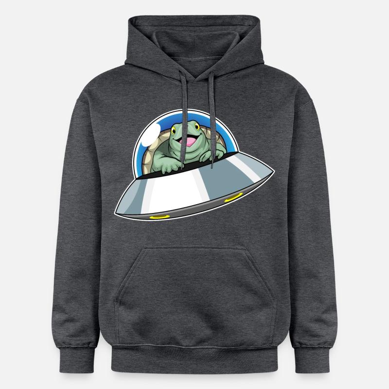 Turtle Spaceship Space - Sweat à capuche Softstyle® Gildan Unisexe - gris foncé chiné
