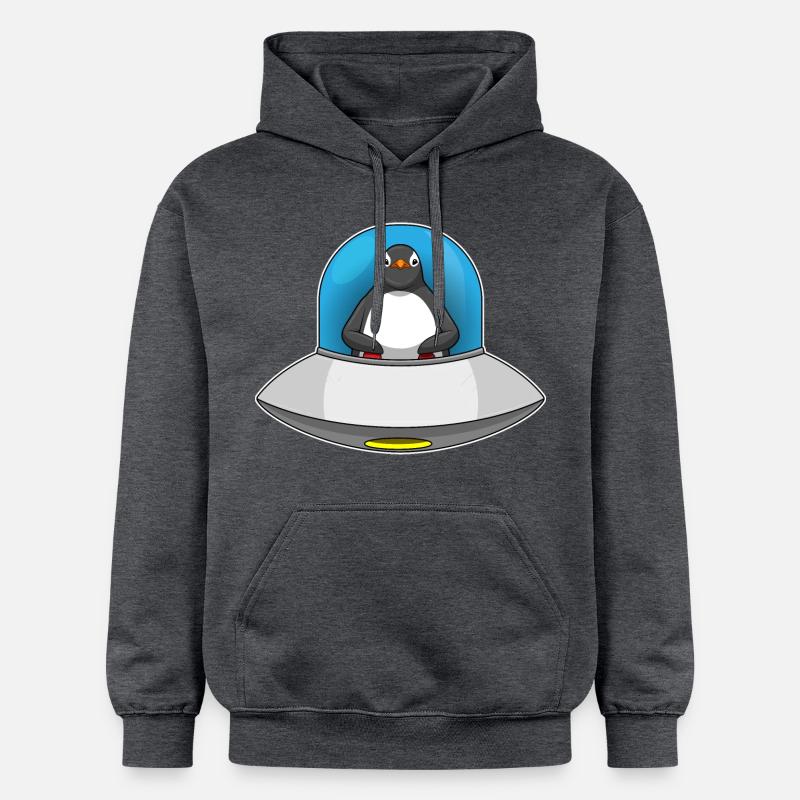 Penguin Spaceship Space - Sweat à capuche Softstyle® Gildan Unisexe - gris foncé chiné