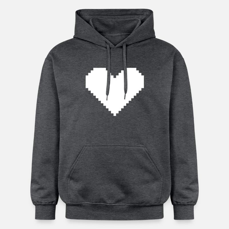 Pixel coeur blanc - Sweat à capuche Softstyle® Gildan Unisexe - gris foncé chiné