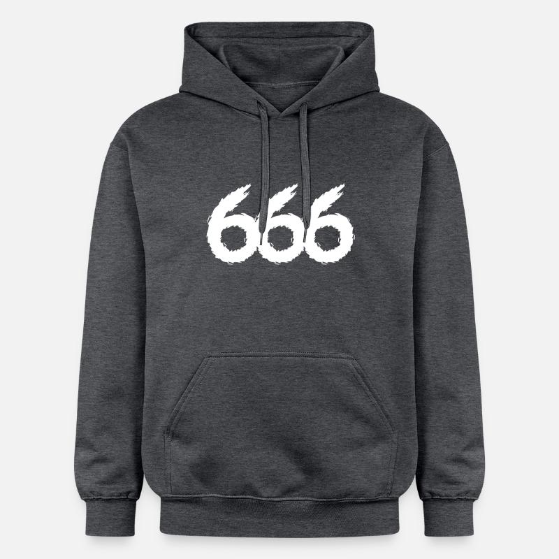 Symbole du numéro 666 - Sweat à capuche Softstyle® Gildan Unisexe - gris foncé chiné
