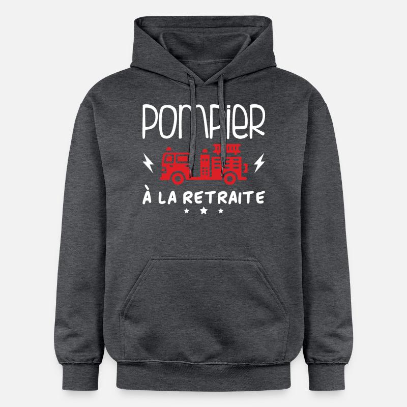 Pompier À La Retraite - Sweat à capuche Softstyle® Gildan Unisexe - gris foncé chiné