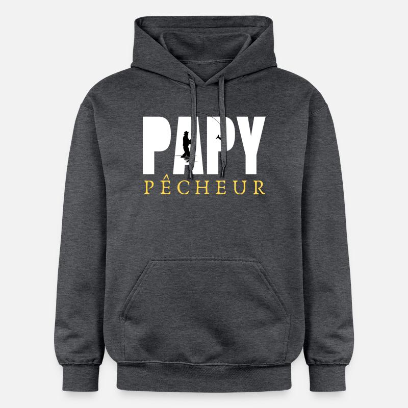 PAPY PÊCHEUR 1 - Sweat à capuche Softstyle® Gildan Unisexe - gris foncé chiné