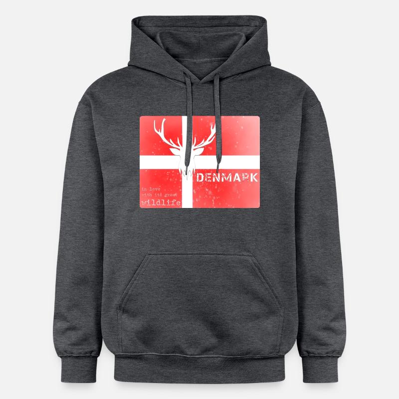 Danemark faune Drapeau Cerf - Sweat à capuche Softstyle® Gildan Unisexe - gris foncé chiné