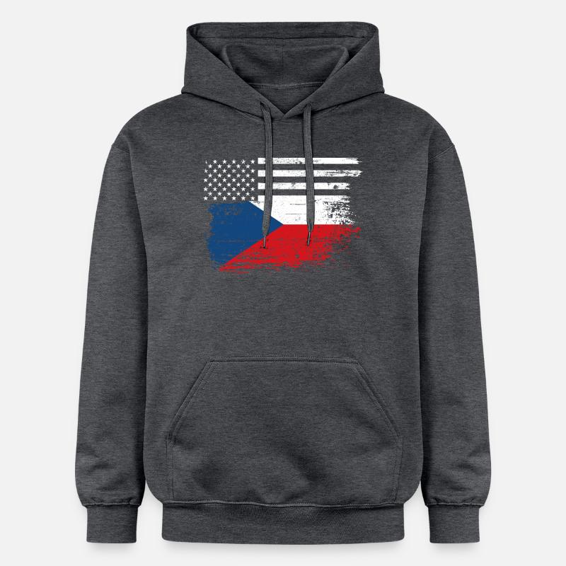 Drapeau Fusion US Tchèque - Sweat à capuche Softstyle® Gildan Unisexe - gris foncé chiné