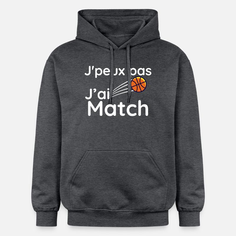 j'e peux pas j'ai match - Sweat à capuche Softstyle® Gildan Unisexe - gris foncé chiné
