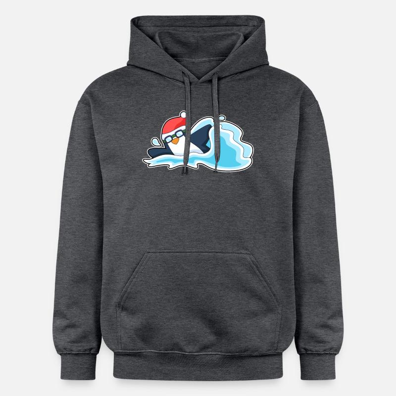 Pingouin Noël baignade - Sweat à capuche Softstyle® Gildan Unisexe - gris foncé chiné