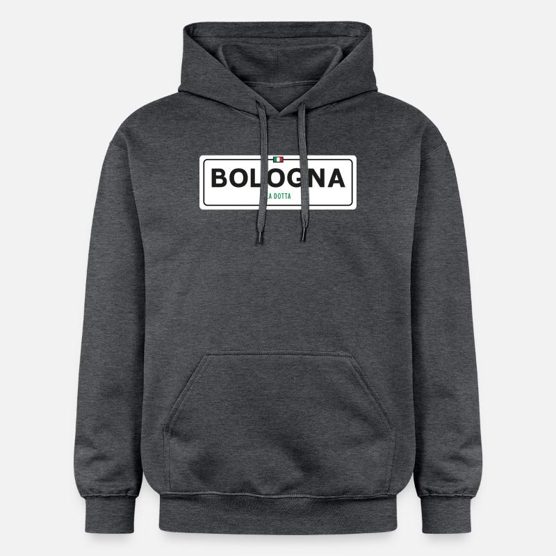 Panneau toponymique de Bologne - Sweat à capuche Softstyle® Gildan Unisexe - gris foncé chiné