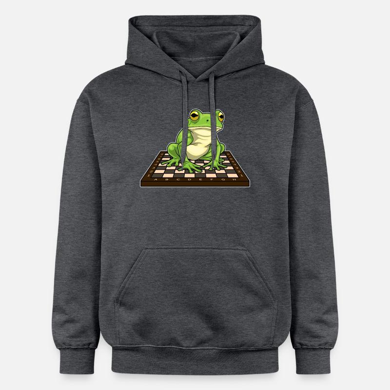 Grenouille Échiquier Échecs - Sweat à capuche Softstyle® Gildan Unisexe - gris foncé chiné