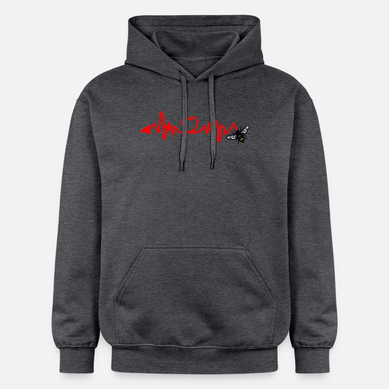 Cardio-Herzfrequenz, Biene mit Stachel oder Pfeil - Gildan Unisex Softstyle® Midweight Hoodie - Dunkelgrau meliert