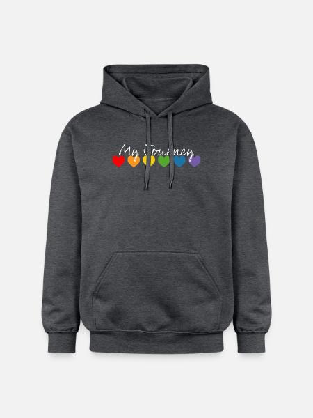 Rainbow heart my journey white - Gildan Unisex Softstyle® Midweight Hoodie - dark heather grey