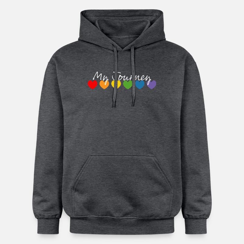 Cœur arc-en-ciel mon voyage blanc - Sweat à capuche Softstyle® Gildan Unisexe - gris foncé chiné
