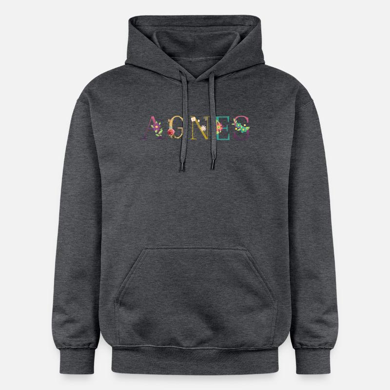 Le nom d’AGNES est fleuri - Sweat à capuche Softstyle® Gildan Unisexe - gris foncé chiné