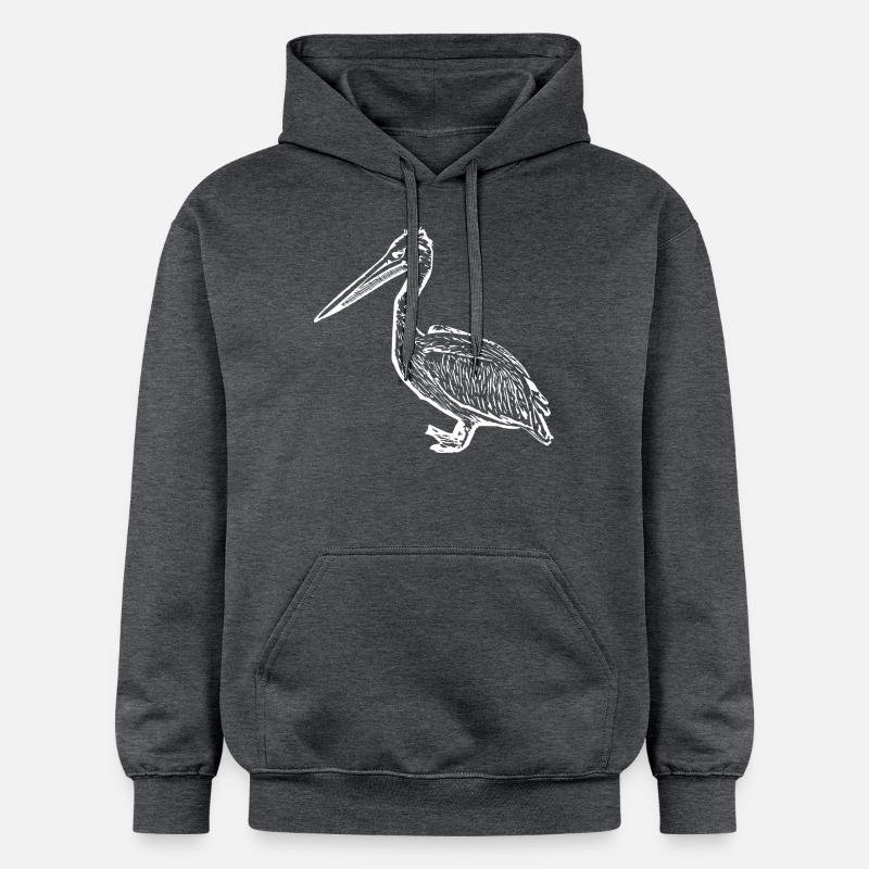 Pélicans Oiseaux Oiseaux Pelecanus - Sweat à capuche Softstyle® Gildan Unisexe - gris foncé chiné