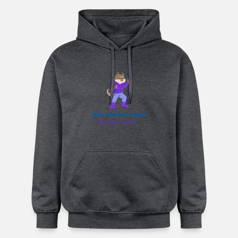 Toute aventure commence par un pas - Sweat à capuche Softstyle® Gildan Unisexe - gris foncé chiné