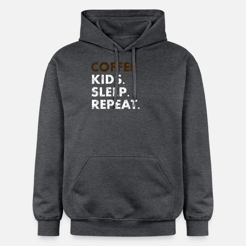 Coffee.Kids.Sleep.Repeat - Sweat à capuche Softstyle® Gildan Unisexe - gris foncé chiné