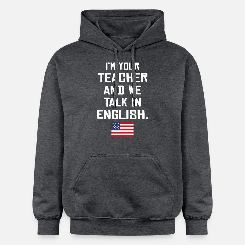 Professeur d’anglais américain - Sweat à capuche Softstyle® Gildan Unisexe - gris foncé chiné